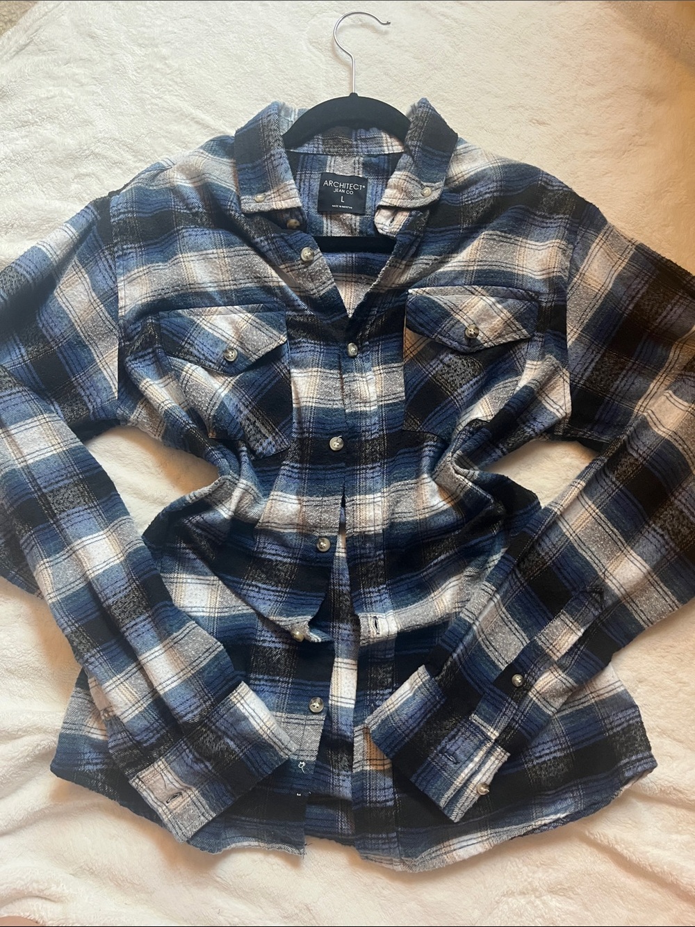 Blue Plaid Button-Down Shirt